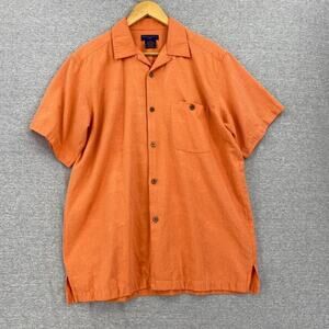 Gordon Shirt Mens Medium Orange Button Up Short Sleeve Pocket Collared